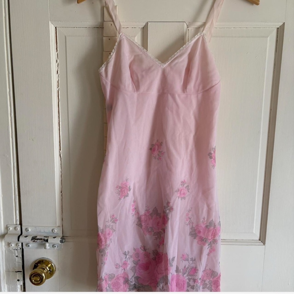 Elegant Pink Floral Slip Dress